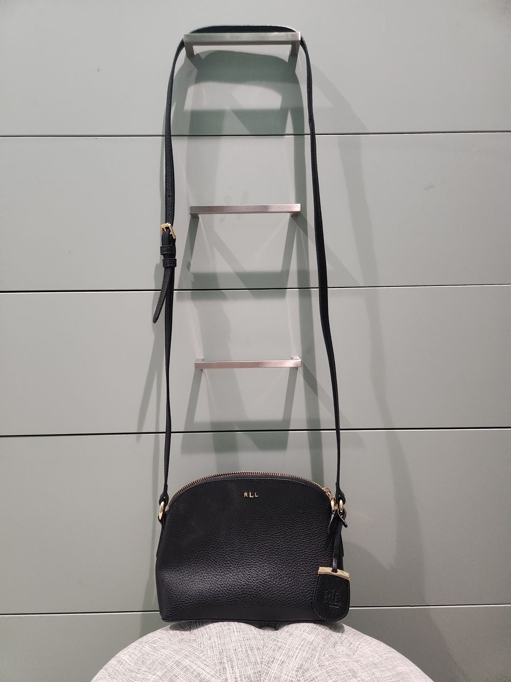 Lauren Ralph Lauren Black Pebbled Leather Crossbody Bag